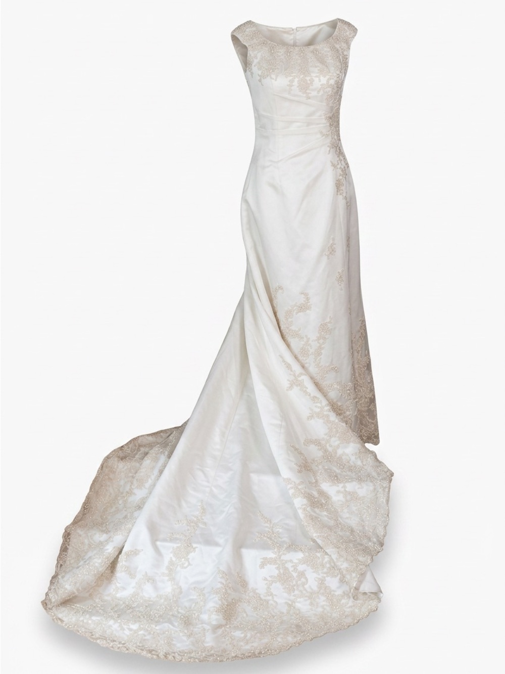 Vintage Maggie Sottero White Scoop Neck Cap Sleeve Wedding Gown